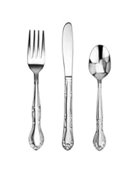 Kitchen: New Star Stainless Steel Rose Pattern 3-Piece Flatware Set, Service for 12 - New Star Foodservice Inc.