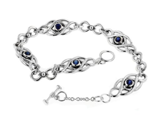 Sterling Silver Dark Blue Sapphire Celtic Knot Bracelet