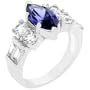 3.0 Carat (ct, cttw, ctw) Tanzanite Cubic Zirconia CZ Silver Tone Engagement Ring (Size 5,6,7,8,9,10)