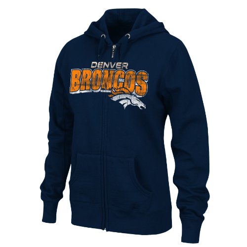 NFL Women's Denver Broncos Football Classic III Long Sleeve Fullzip Fleece Hoodie (Athletic Navy, X-Large)