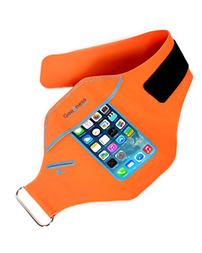 IPhone 6+ 6s PLUS Armband: Goodness-of-fit Sports Running and Exercise, Gym Sportband Iphone 6 Plus (5.5-inch) Water Resistant + Sweat Proof + Key Holder +Id + Credit Card +Money Holder. (Orange)