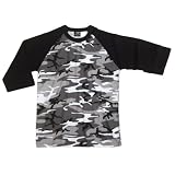 3 4 SLEEVE CITY CAMO 2-TONE RAGLAN T-SHIRT by Rotcho