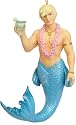 December Diamonds Aqua Bare Chested Merman with Cocktail Ornament