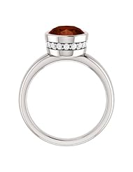 18K White Gold 10.00x8.00mm Oval Cut Mozambique Garnet and Diamond Ring -- LIFETIME WARRANTY