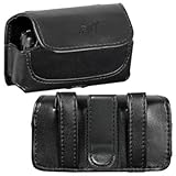 Executive Black Leather Horizontal Pouch Carry Case Magnetic Closing Flap B ....
