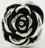 Quiges Sterling Silver Rose Bead for Pandora/Troll/Chamilia etc necklaces and bracelets