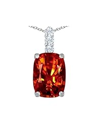 Original Star K (tm) Large 14x10mm Cushion Cut Simulated Orange Mexican Fire Opal Pendant in 925 Sterling Silver