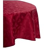 Lenox Holly Damask Tablecloth, 70-Inch Round, Red