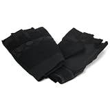 New Black Padded Knuckle Fingerless Leather Bike Gloves Large