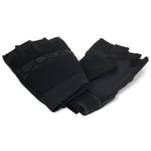 New Black Padded Knuckle Fingerless Biker Gloves Xl