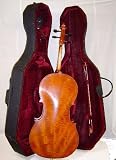 Crystalcello MC350 Ebony Flamed Laminate 4/4 Size Cello with Lightweight Case + Carrying Bag + Bow + Accessories
