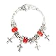 Cross Theme Red Beads Designer Style Charm Bracelet Fashion Jewelry