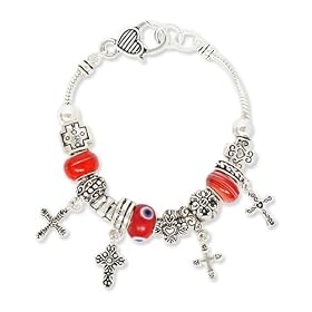 Buy Cross Theme Red Beads Designer Style Charm Bracelet Fashion Jewelry by PammyJ Bracelet