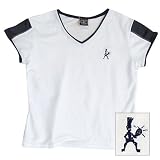 Womens Balle de Match Courtside V-Neck Top-White/Navy