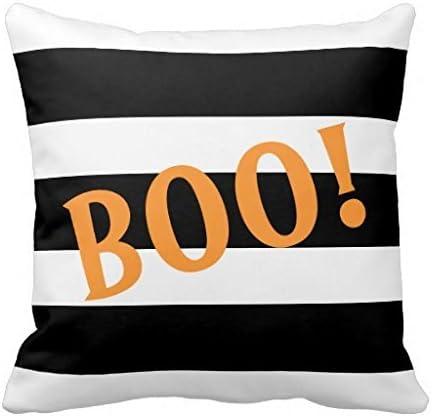 Boo Halloween Stripes Pattern Simple and Fashion Linkwell Pillow Case Cover 18 x 18 Inches