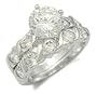 Sterling Silver Cubic Zirconia Engagement Ring and Wedding Band