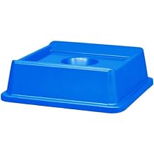 Rubbermaid Commercial 2791 Untouchable Bottle and Can Recycling Top, Square, 20-1/8" Width x 20-1/8" Depth x 6-1/4" Height, Blue