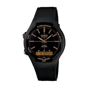 Casio - AW-90H-9EVEF - Montre Mixte - Quartz Analogique - Cadran Noir - Bracelet R�sine Noir