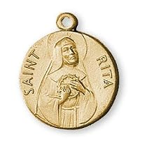 12K Gold Filled Saint Rita Medal and 18-inch Chain