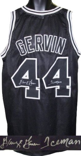 George Gervin signed San Antonio Spurs Black Prostyle Jersey Iceman