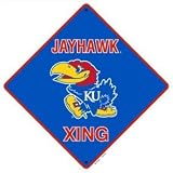 Kansas Jayhawk Crossing Sign Metal Embossed 12 x 12