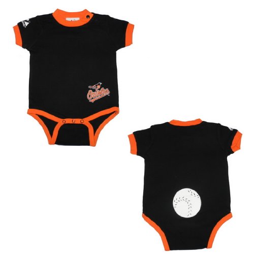 MLB Baltimore Orioles Baby / Infant One-Piece Bodysuit / Romper / Onesie - Black & Orange (Size: 6/9)