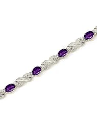 10kt Yellow Gold Oval Amethyst and Diamond Bracelet