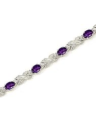10kt Yellow Gold Oval Amethyst and Diamond Bracelet