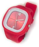 GSI Quality Waterproof Silicone Gel Sporty Wrist Band Watch - Wide Face With Analog Dial Style, For Children And Sports - Red