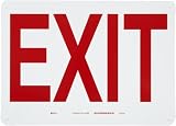 Brady 22490 10 Height, 14 Width, B-401 Plastic, Red On White Color Exit And Directional Sign, Legend Exit