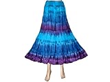 Bellydance Boho Gypsy Women Cotton Skirts Azure Blue Tie Dye Long Skirt 37