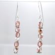 Pink Czechoslovakian Glass Bead and Sterling Silver Dangle Earrings, #9430