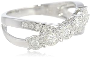 10k White Gold Crisscross Diamond Ring (8/25 cttw, I-J Color, I2-I3 Clarity), Size 6