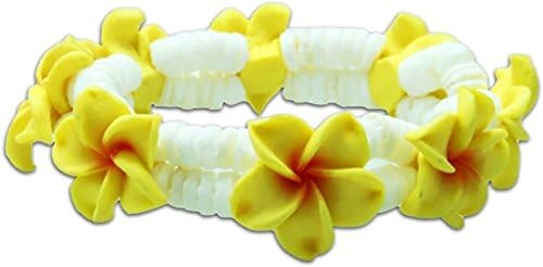 Yellow Plumeria Fimo Flower Double Heishi Hawaiian Bracelet