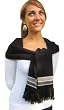 Handmade Pure Alpaca Natural Fiber WIDE Scarf - true Elegance in Classic Black w/ Stripes (Extra Wide)