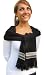 Handmade Pure Alpaca Natural Fiber WIDE Scarf - true Elegance in Classic Black w/ Stripes (Extra Wide)
