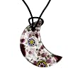 Handmade Crescent Moon Design Murano Glass Pendant - Mona Purple/Silver Style3