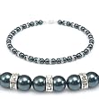 Genuine Swarovski Crystal Pearl Royal Necklace/Earring Set with All Around Rondelles- Tahitian - 8mm