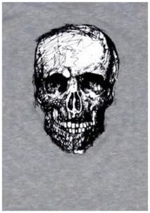 Round Neck Cool Smiling Skull Face Long Sleeve T-Shirt (M (8/10), Grey)