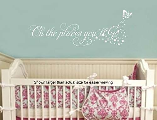 Oh the Places You'll Go Butterfly GIrls Quote Nursery VInyl Wall Lettering Decal LARGE 36Wx13H