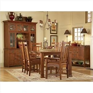 Mission Oak 7 Piece Dining Room Set in Rubbed Oak Finish