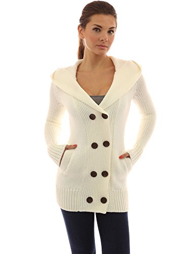 PattyBoutik Women's Hoodie Double Breasted Knit Sweater Coat