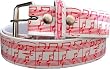 White with Red Sheet Music Printed Imitation Leather Belt
