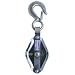Campbell 3032F 4" Double Ideal Steel Shell Block with Front Eye Flat Loose Hook, 600 lbs Load Capacity, 1/2" Rope, 2-1/4" Sheave