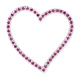C.Z. Ruby Sterling Silver Large Heart Outline Slide Pendant