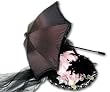 Black Victorian Parasol with Fringe Trim