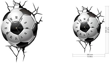 Wishwonderway 3d Mute Clock Wall Sticker Decor- Football Worldcup Game Match Visual Impact