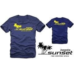 Bogota Sunset kokain T-SHIRT S M L XL XXL NAVY/GELB vorne+hinten
