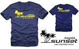 Coole Fun T-Shirts Bogota Sunset kokain T-SHIRT vorne+hinten, navy/gelb, Groesse: M