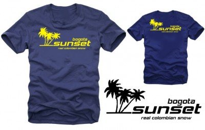 Coole Fun T-Shirts Bogota Sunset kokain T-SHIRT vorne+hinten, navy/gelb, Groesse: L